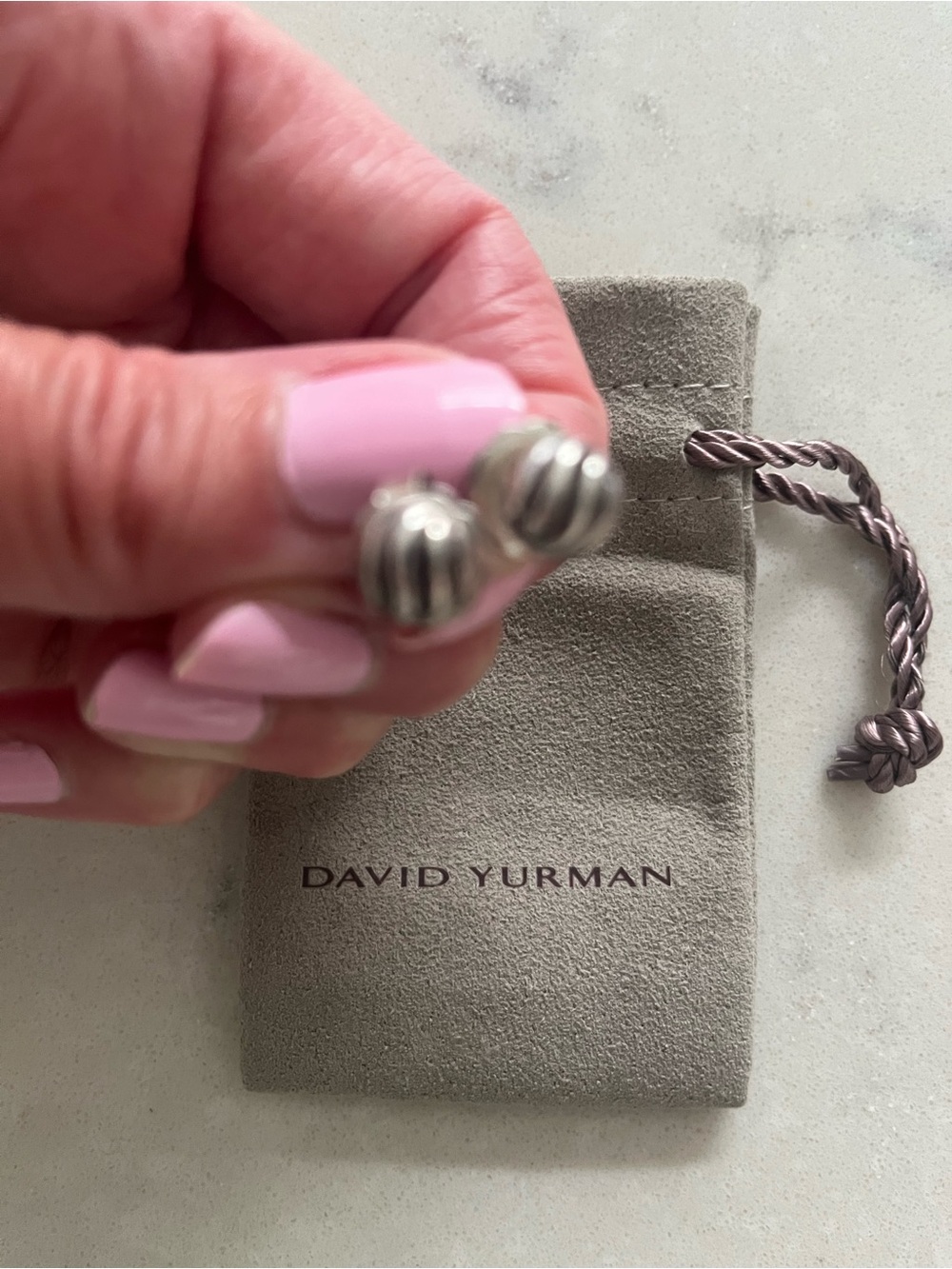 David Yurman Sculpted Stud Earrings Sterling Silver - Picture 2 of 2